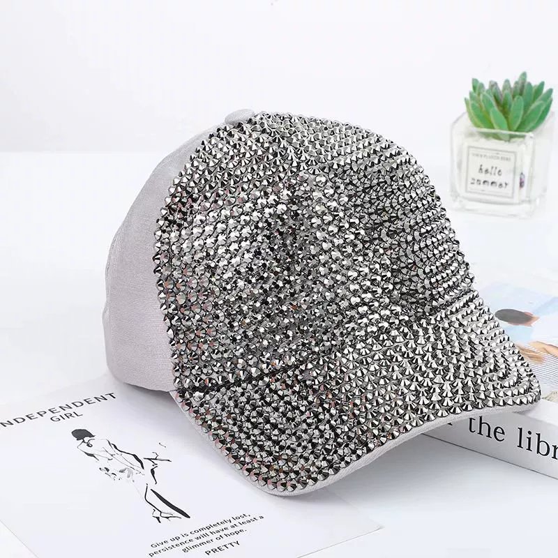 Fashion Rhinestone Baseball Cap — Korean Sparkle Handmade Sun Hat