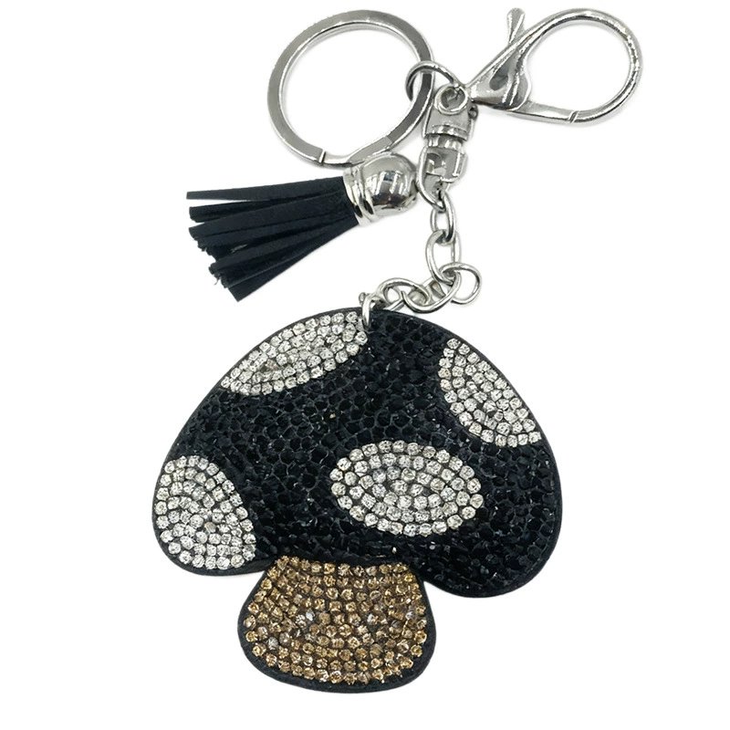 Luxury Rhinestone Mushroom Keychain with Tassel — Fashion Bag Charm