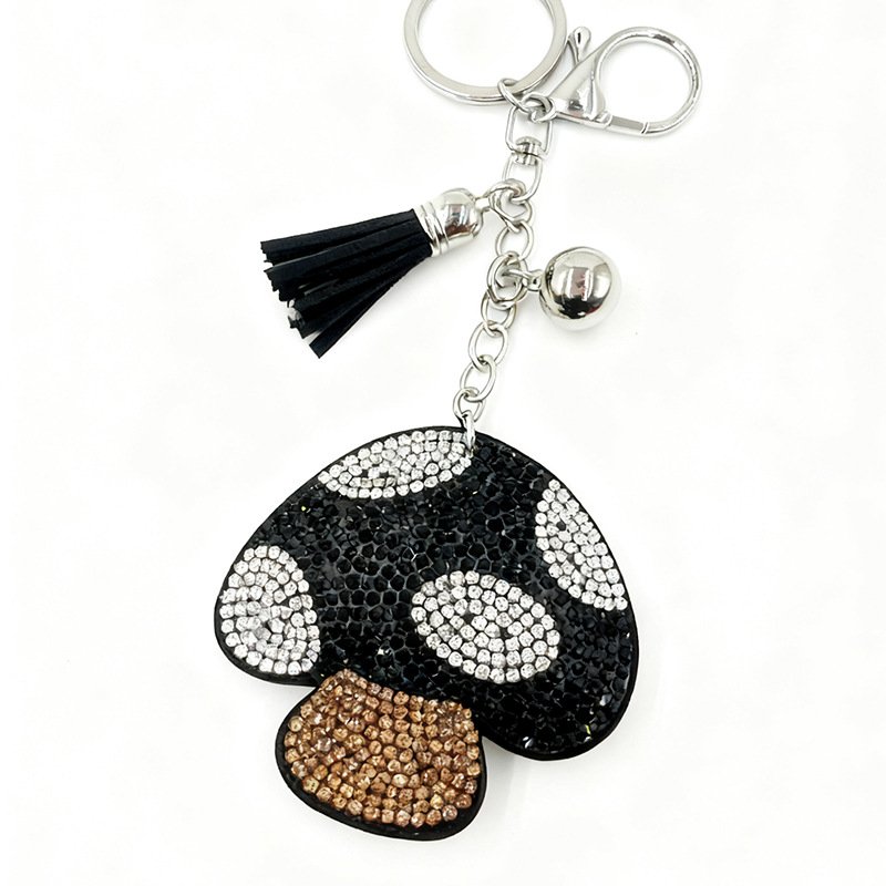 Luxury Rhinestone Mushroom Keychain with Tassel — Fashion Bag Charm