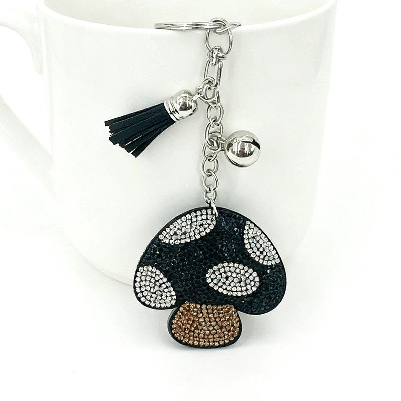 Luxury Rhinestone Mushroom Keychain with Tassel — Fashion Bag Charm
