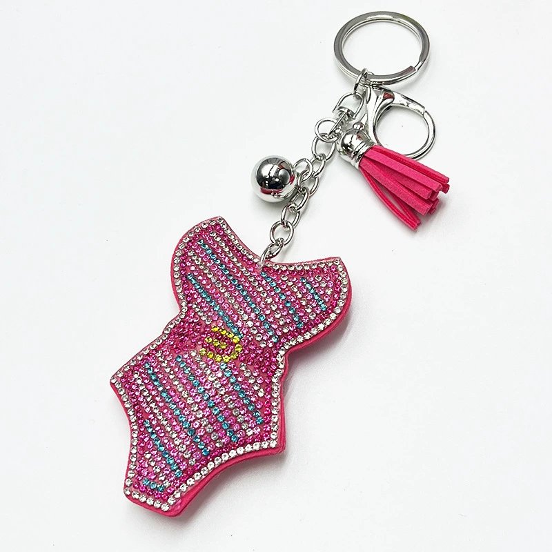 Rhinestone Bikini Keychain with Tassel — Fashion Women’s Bag Charm Accessory