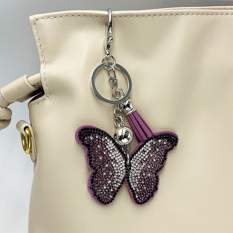 Sparkling Butterfly Rhinestone Keychain — Trendy Tassel Bag Charm Accessory