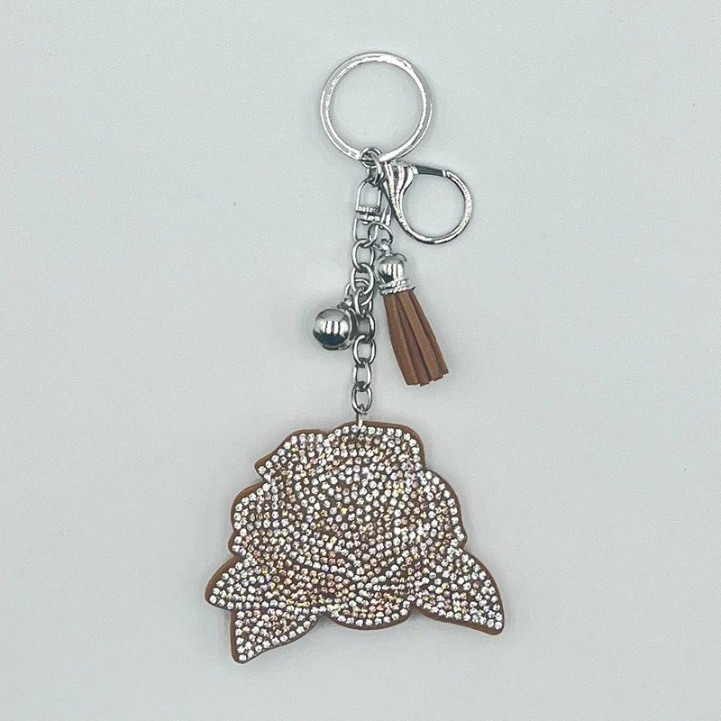 Sparkling Rose Rhinestone Keychain — Elegant Tassel Bag Charm Gift
