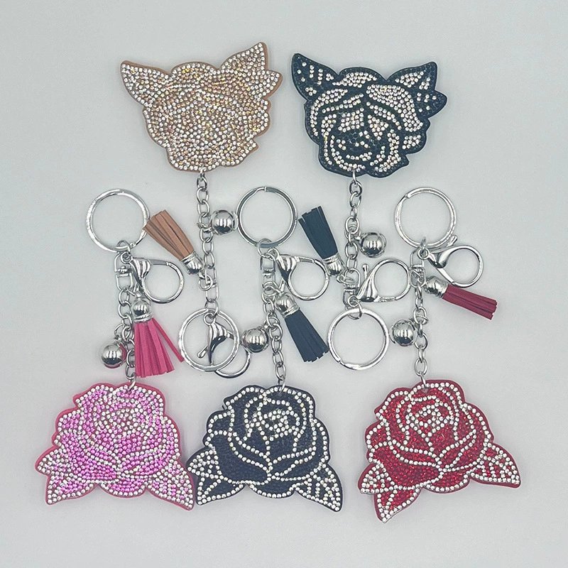 Sparkling Rose Rhinestone Keychain — Elegant Tassel Bag Charm Gift