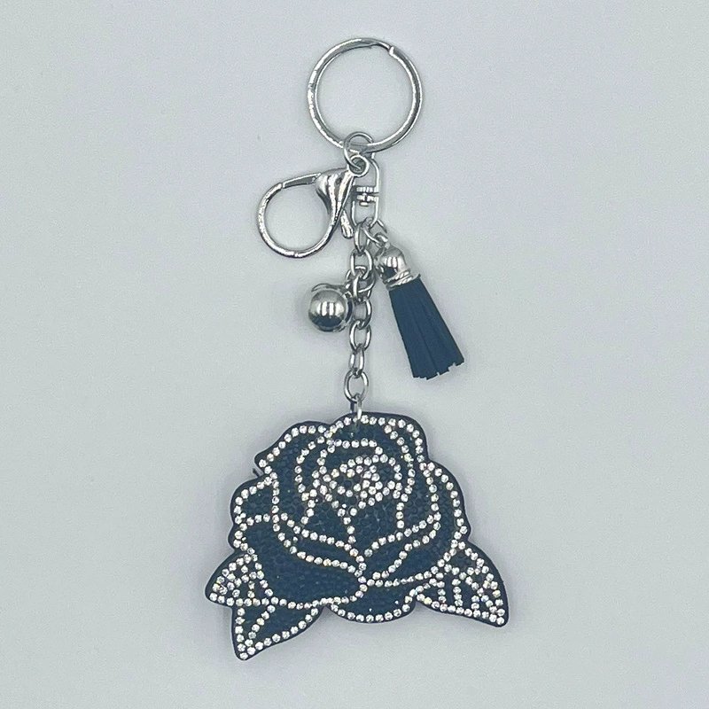 Sparkling Rose Rhinestone Keychain — Elegant Tassel Bag Charm Gift