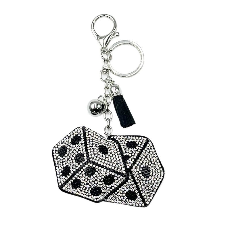 Sparkling Dice Rhinestone Keychain — Chic Tassel Bag Charm Gift for Women