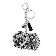 Sparkling Dice Rhinestone Keychain — Chic Tassel Bag Charm Gift for Women