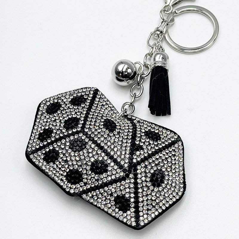 Sparkling Dice Rhinestone Keychain — Chic Tassel Bag Charm Gift for Women