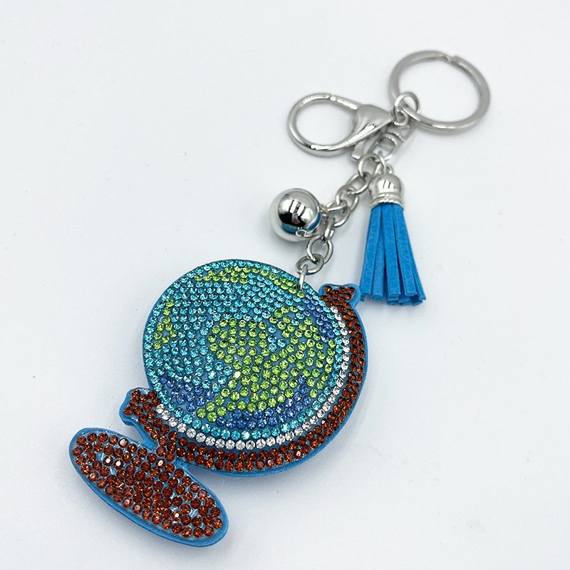 bling World Globe Rhinestone Keychain — Trendy Tassel Bag & Car Charm