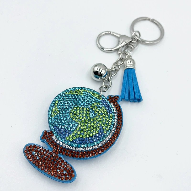 bling World Globe Rhinestone Keychain — Trendy Tassel Bag & Car Charm