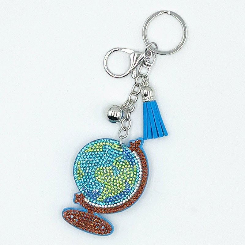 bling World Globe Rhinestone Keychain — Trendy Tassel Bag & Car Charm