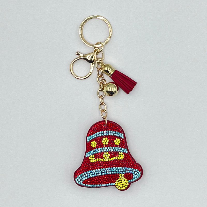 Festive Christmas Rhinestone Keychain Set — Holiday Tassel Bag Charms Collection