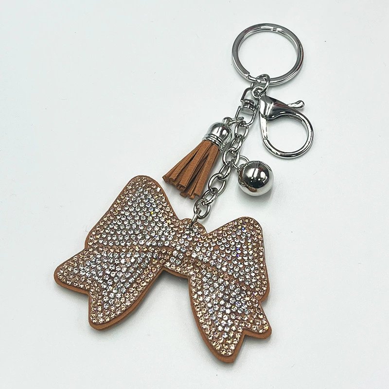 Hanging Bow Rhinestone Keychain — Chic Tassel Bag Charm Statement