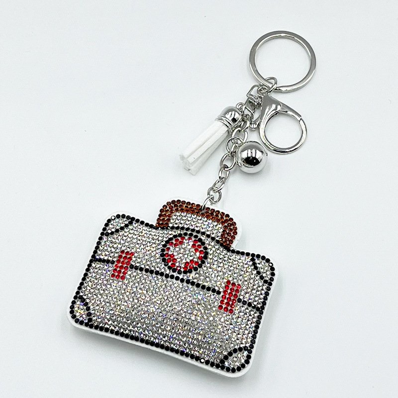 Crystal Medical Kit Keychain – Rhinestone Nurse Gift Tassel Bag Charm