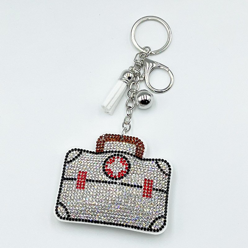 Crystal Medical Kit Keychain – Rhinestone Nurse Gift Tassel Bag Charm