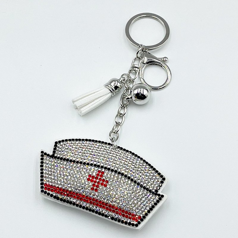 Crystal Nurse Cap Keychain – Rhinestone Medical Tassel Bag Charm Gift