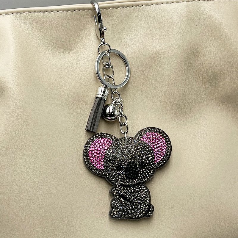 Cute Rhinestone Koala Keychain – Sparkling Tassel Bag Charm Fashion Accessory