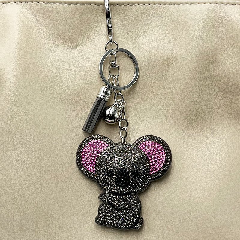Cute Rhinestone Koala Keychain – Sparkling Tassel Bag Charm Fashion Accessory