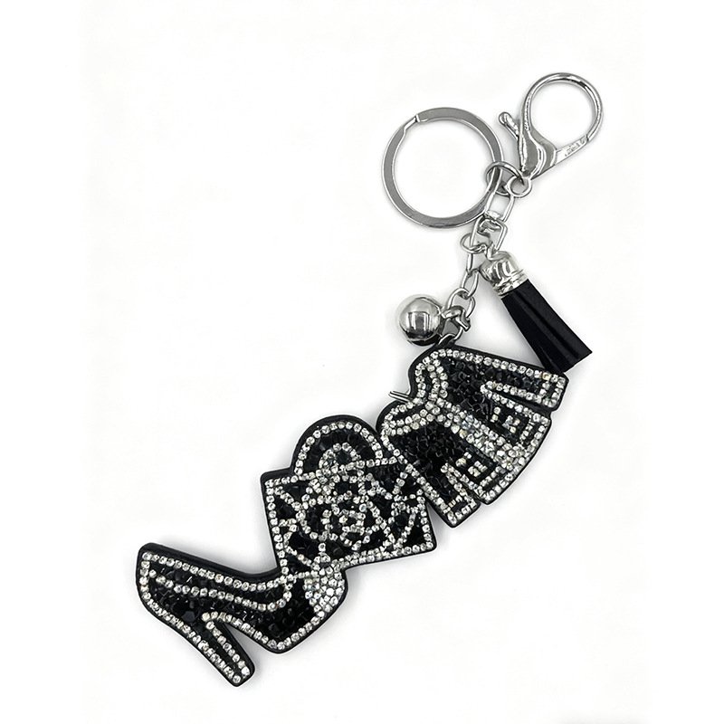 Rhinestone High Heel image Fashion Keychain with Tassel – Glam Sparkle Bag Charm