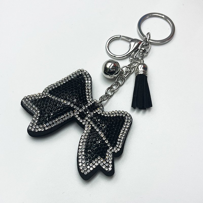 Bling Rhinestone Bow Tassel Keychain – Chic Sparkle Bag Charm Accessory