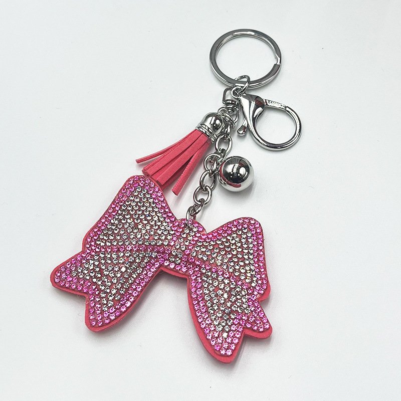 Bling Rhinestone Bow Tassel Keychain – Chic Sparkle Bag Charm Accessory