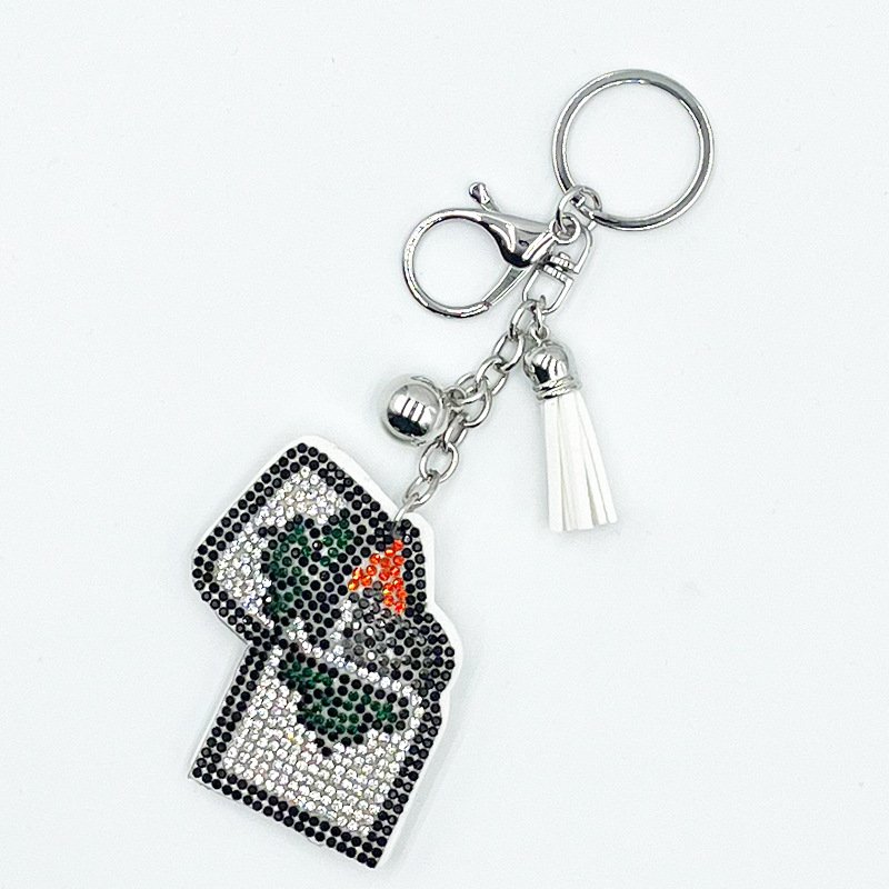Sparkling Rhinestone Lighter Charm Keychain with Tassel – Trendy Bag & Car Accessory