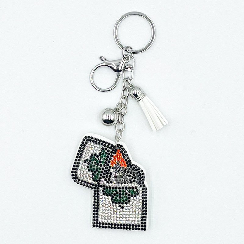Sparkling Rhinestone Lighter Charm Keychain with Tassel – Trendy Bag & Car Accessory