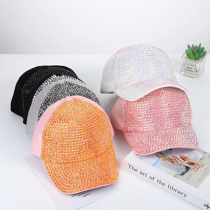 Korean Style Full Rhinestone Baseball Cap – Sparkling Breathable Fashion Hat - Custom Heat Transfer
