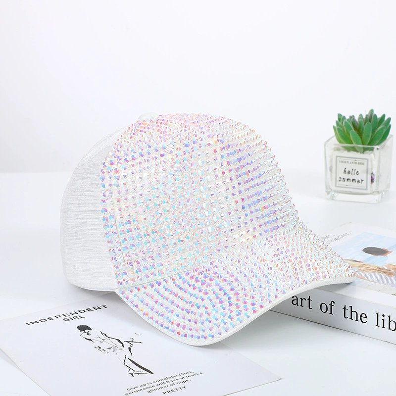 Luxury Full Crystal Rhinestone Baseball Cap for Women – Sparkly Breathable Fashion Hat
