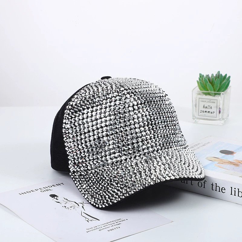 Luxury Full Crystal Rhinestone Baseball Cap for Women – Sparkly Breathable Fashion Hat
