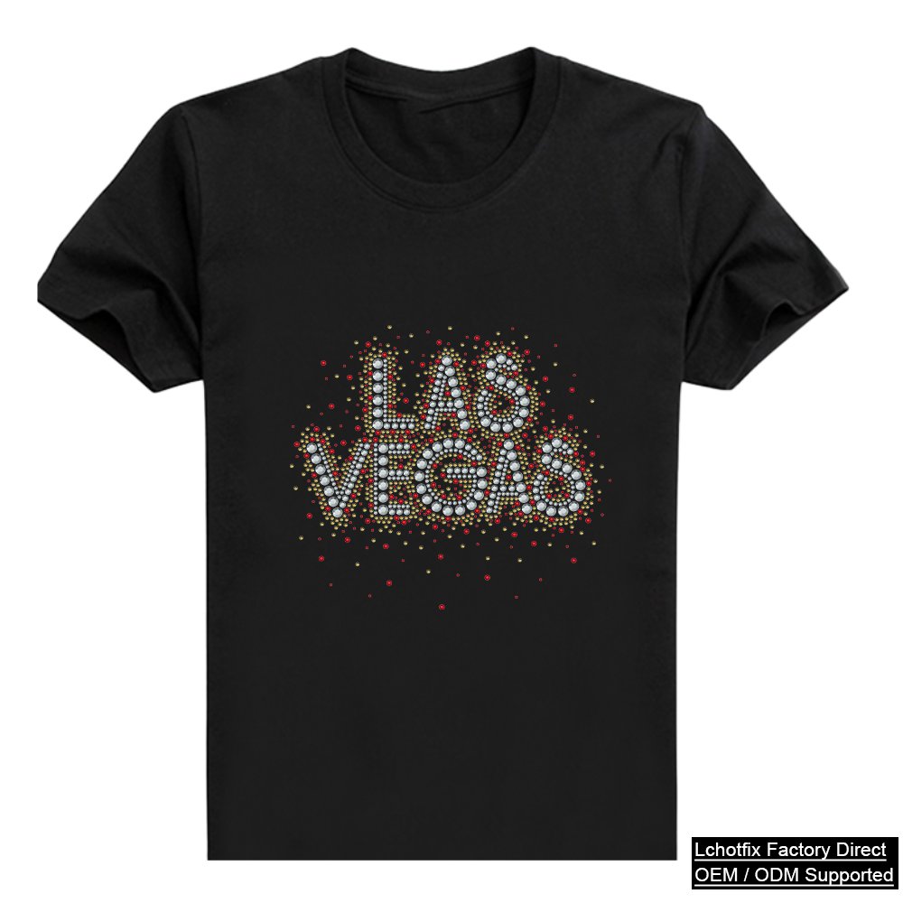 Sparkle Confetti LAS VEGAS Rhinestone T-Shirt – Colorful Crystal City Party Edition OEM Supply