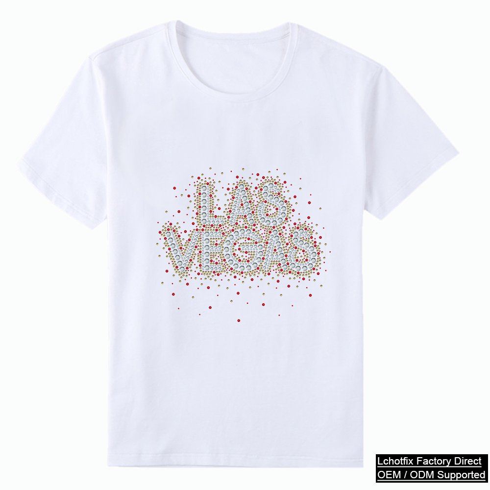 Sparkle Confetti LAS VEGAS Rhinestone T-Shirt – Colorful Crystal City Party Edition OEM Supply
