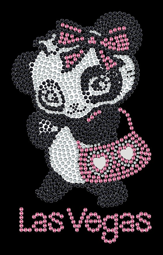 Cute Panda Las Vegas Rhinestone T-Shirt – Sparkling Crystal Cartoon Cotton Tee for Girls