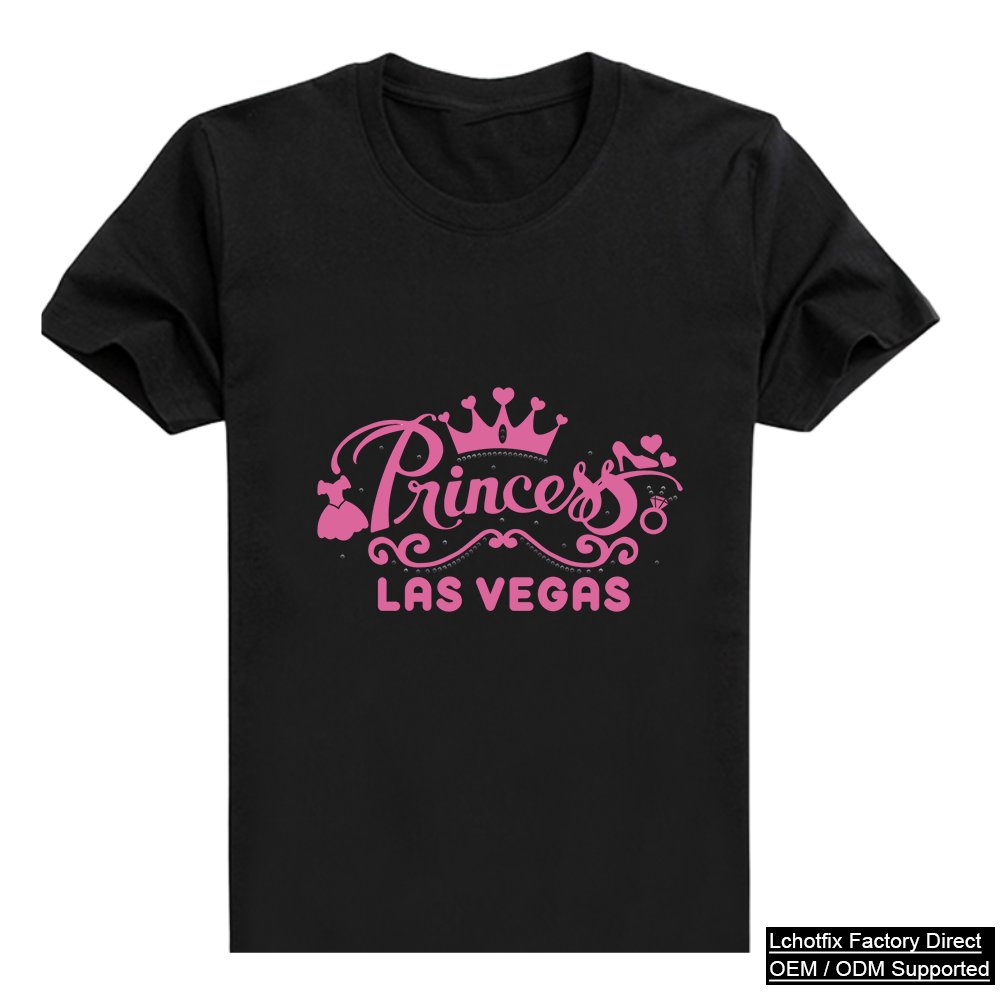 Princess Las Vegas Rhinestone T-Shirt – Pink Crown Crystal Graphic Cotton Tee for Girls