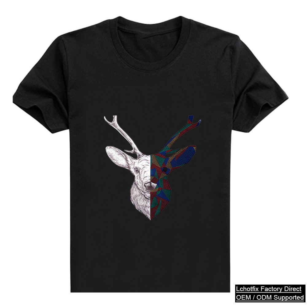 Geometric Deer Head Graphic T-Shirt – Artistic Half Sketch Animal Print Tee