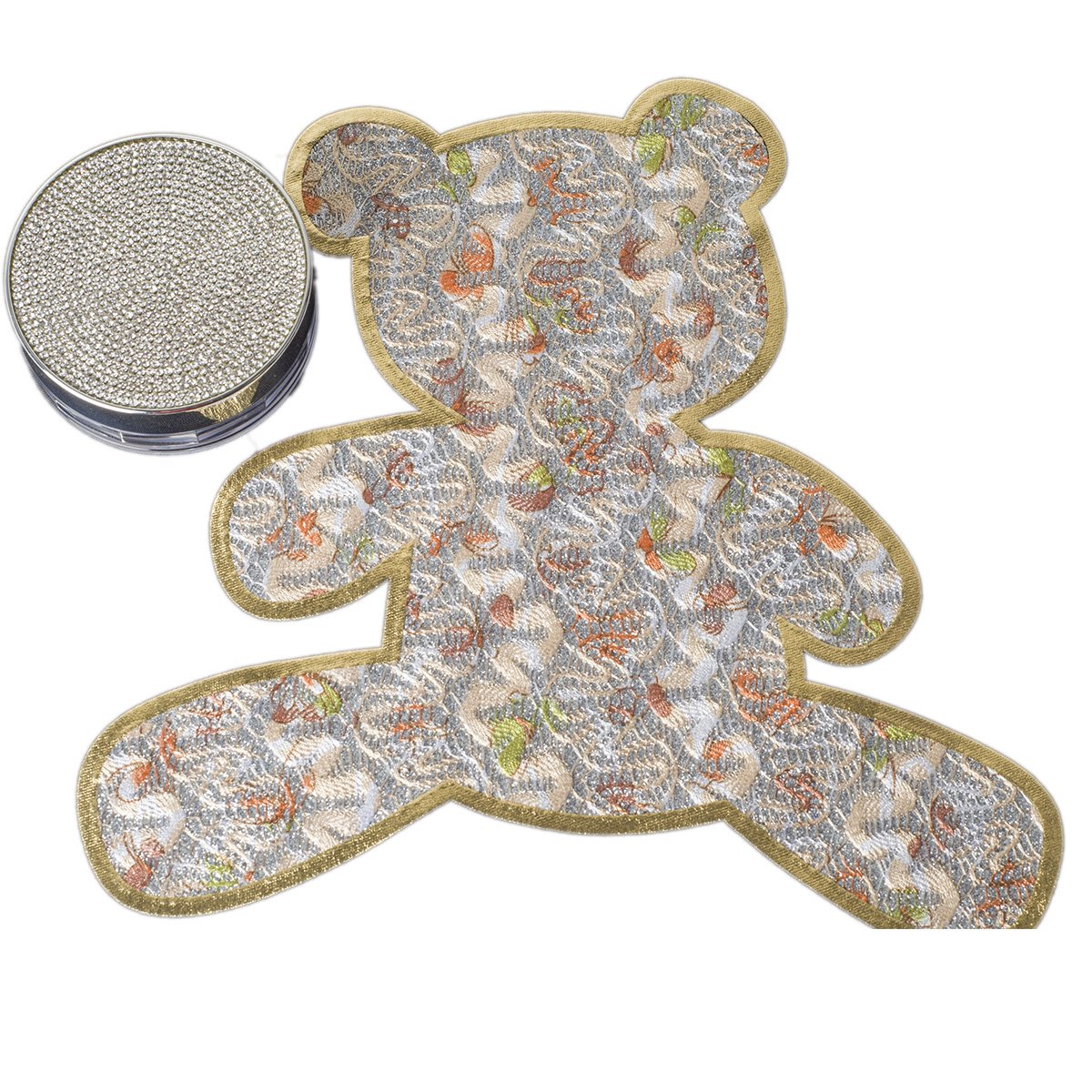 Laser Cut Fabric Rhinestone Heat Transfer Patch – Holographic Bear Crystal Iron-On Design for Apparel