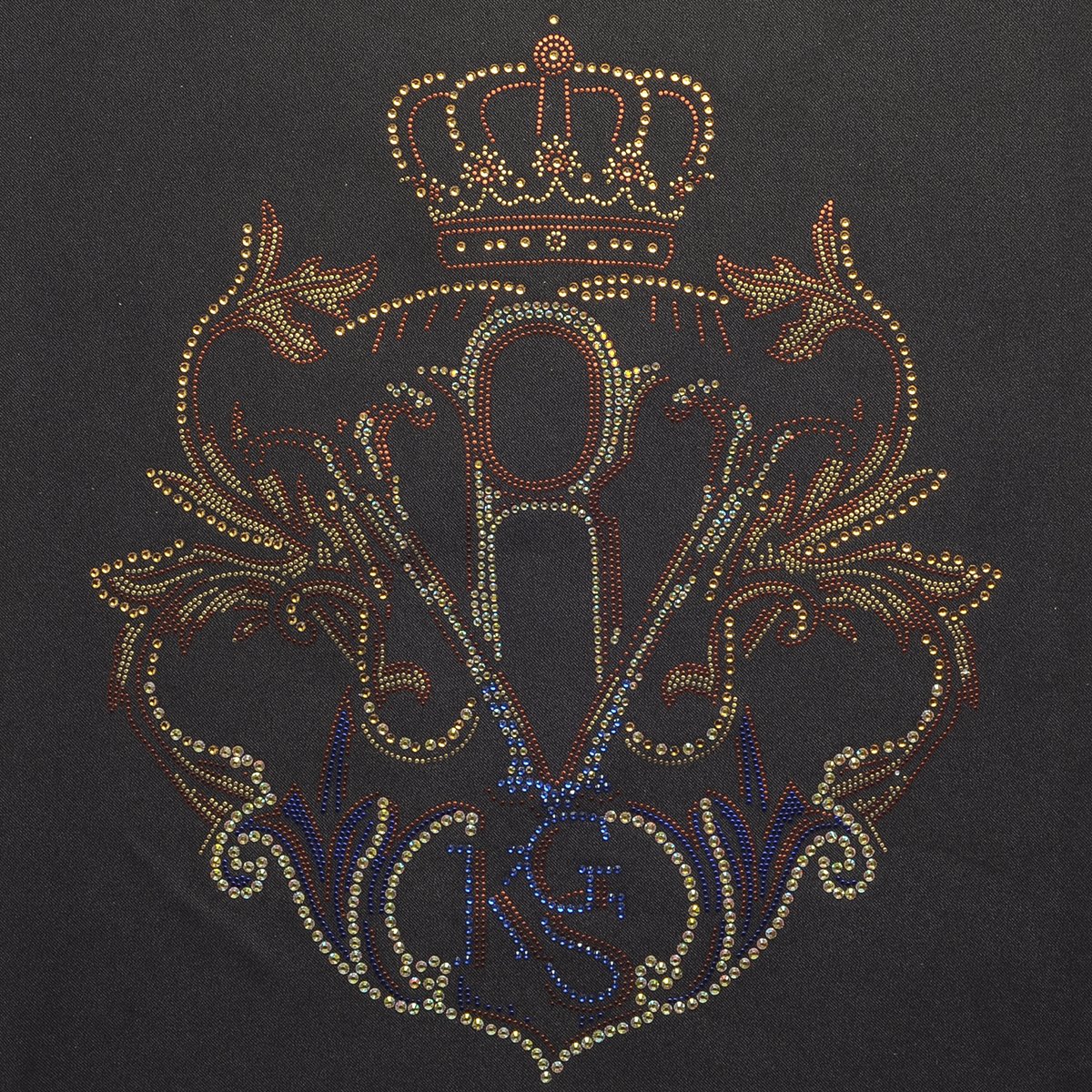 Luxury Crown Monogram Rhinestone Heat Transfer Patch for T-Shirts – Custom Royal Style Crystal Iron On Design