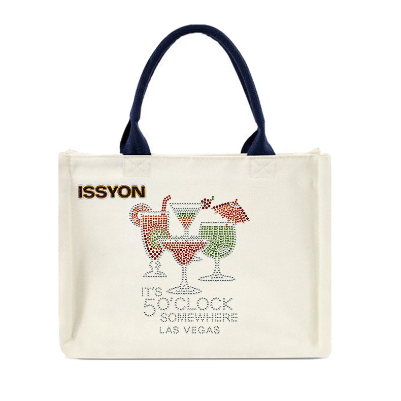 Las Vegas Cocktail Rhinestone Canvas Tote Bag – Crystal Summer Party Shoulder Handbag | OEM Factory Supply