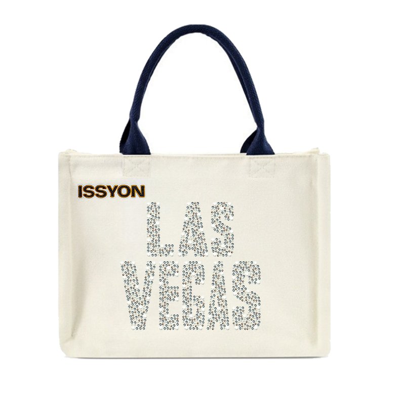 Sparkling LAS VEGAS Rhinestone Canvas Tote Bag – Luxury Glitter Travel Souvenir Shopper for Boutique & Event Merchandise