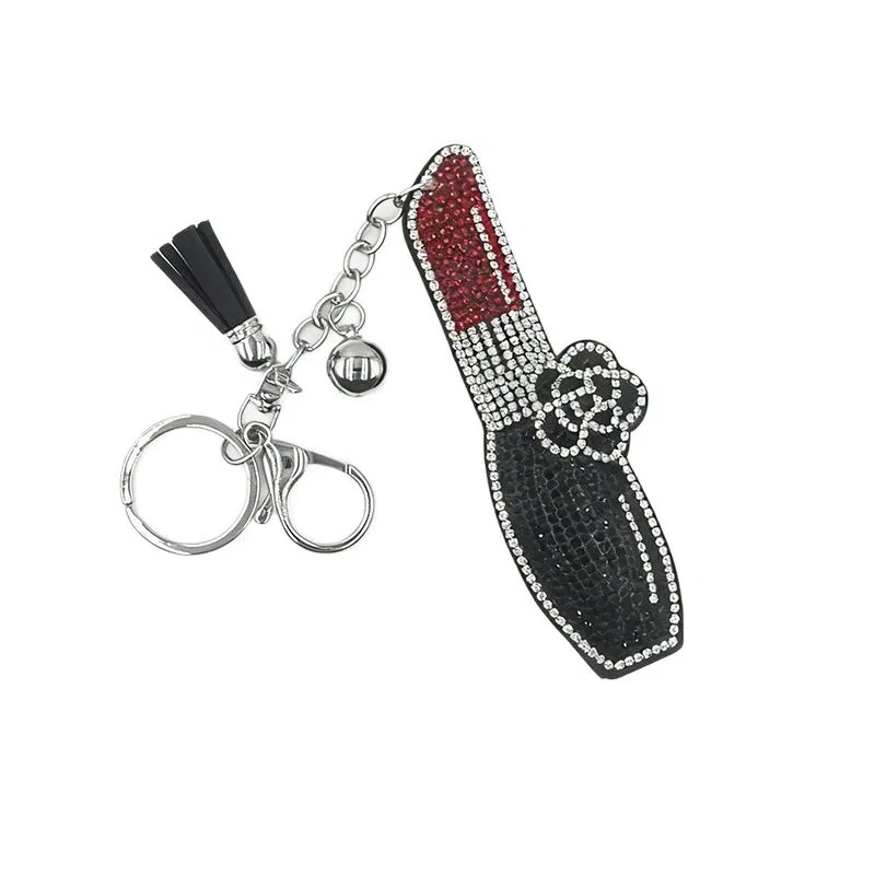 Chic Rhinestone Lipstick Keychain