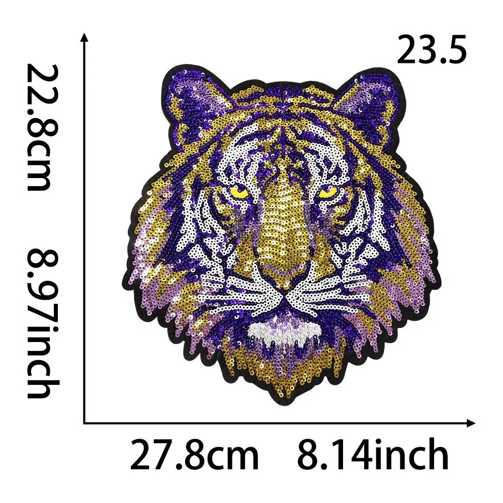 Tiger Sequin Embroidered Iron-On Patch low MOQ patch