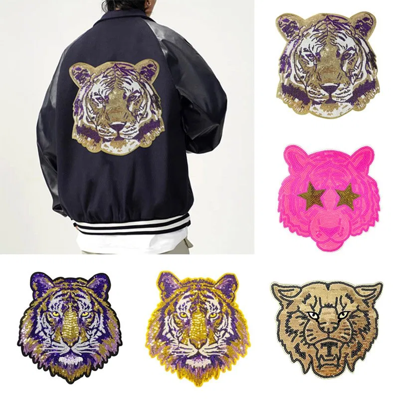 Tiger Sequin Embroidered Iron-On Patch packaging reference