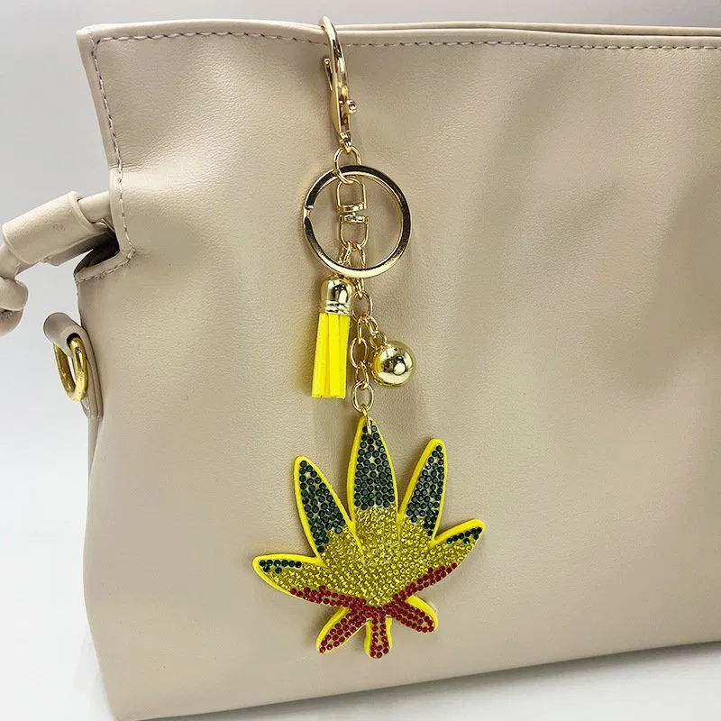Rhinestone Leaf Keychain product image 2