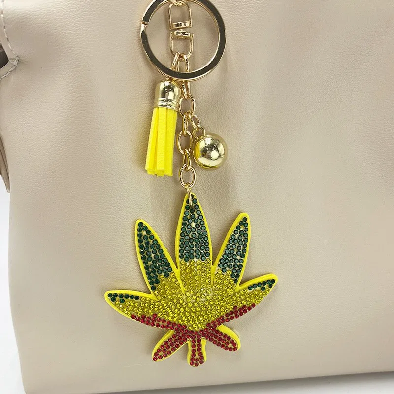 Rhinestone Leaf Keychain product image 4