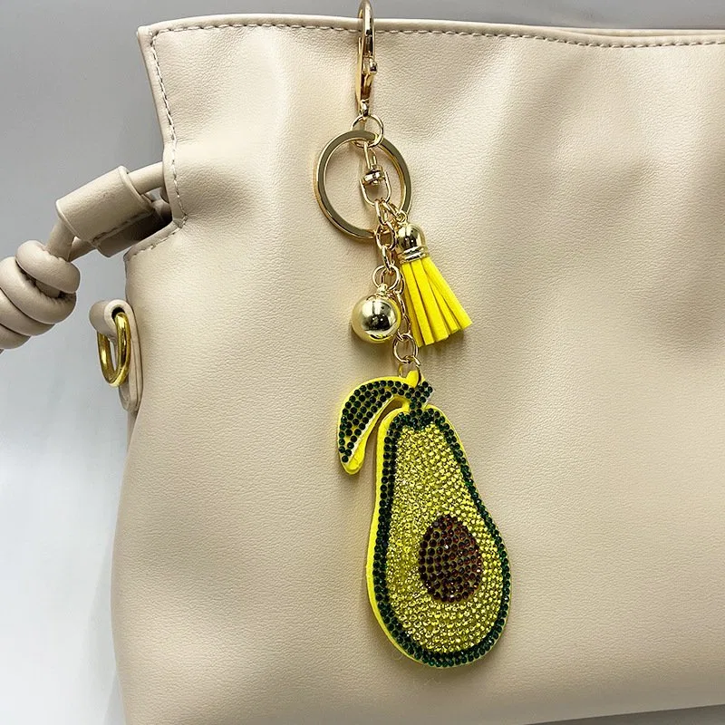 Sparkling Avocado Rhinestone Keychain with Tassel product image 3
