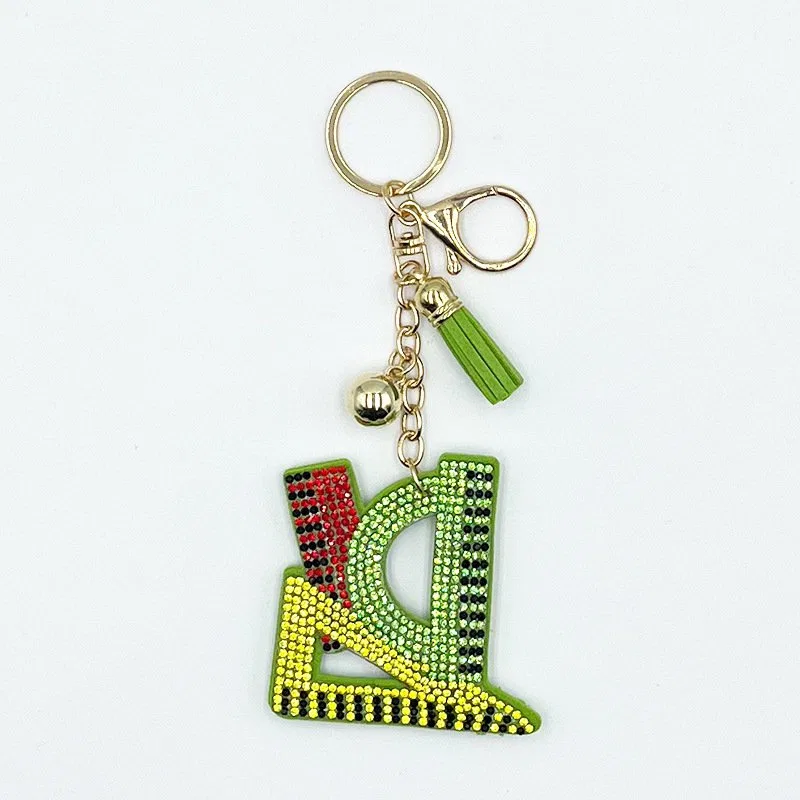 Colorful Rhinestone Ruler Keychain with Tassel product image 2
