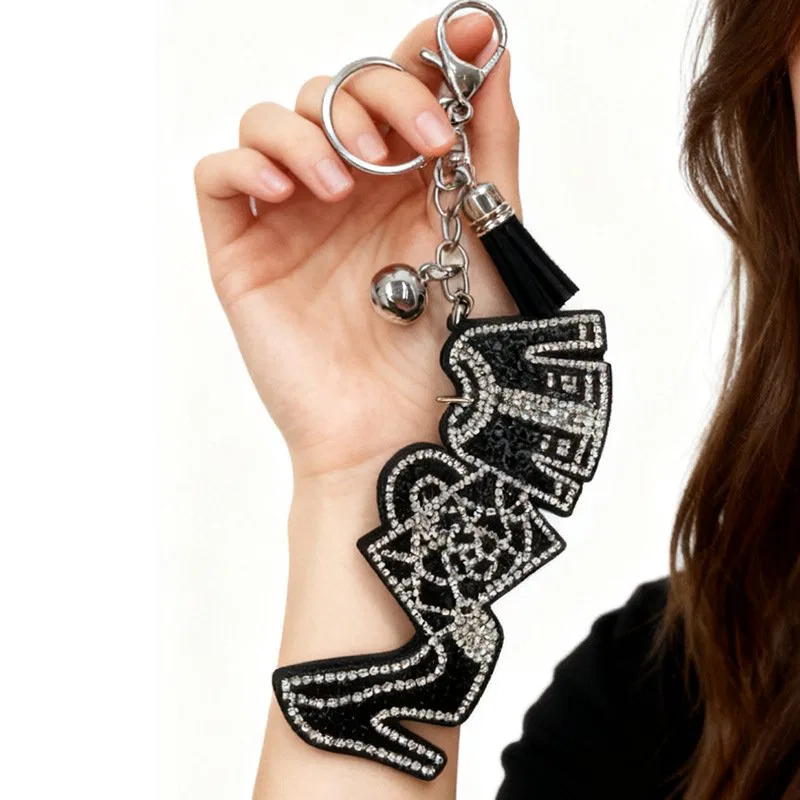 Rhinestone High-Heel Keychain with Tassel product image 3