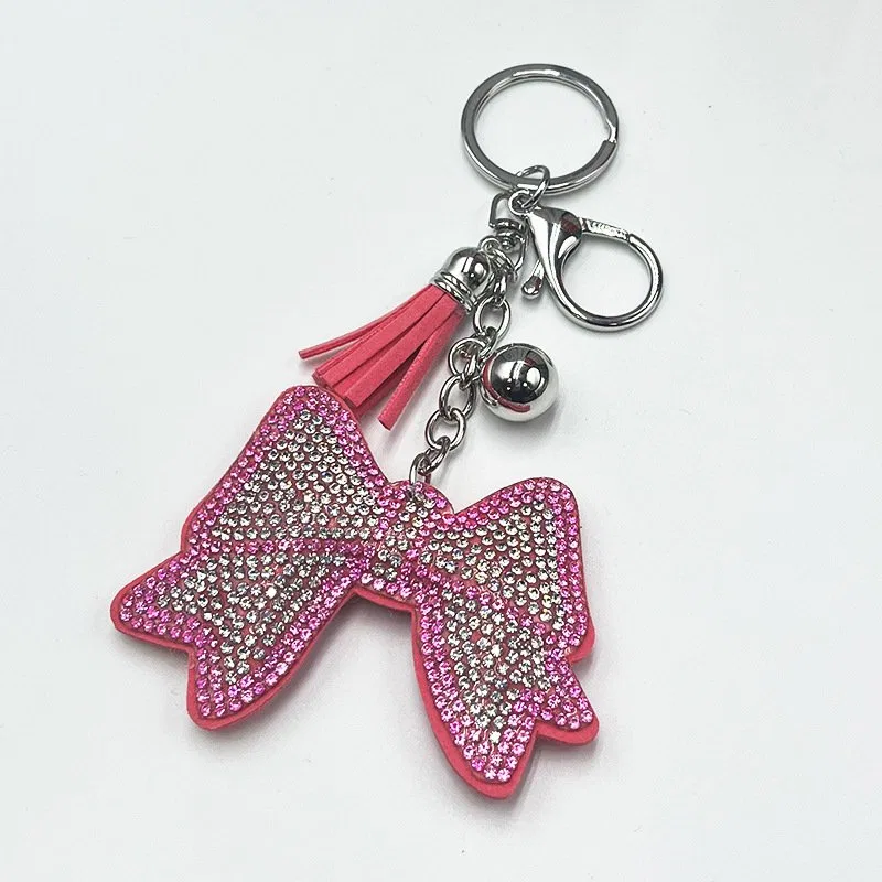 Bling Rhinestone Bow Tassel Keychain
