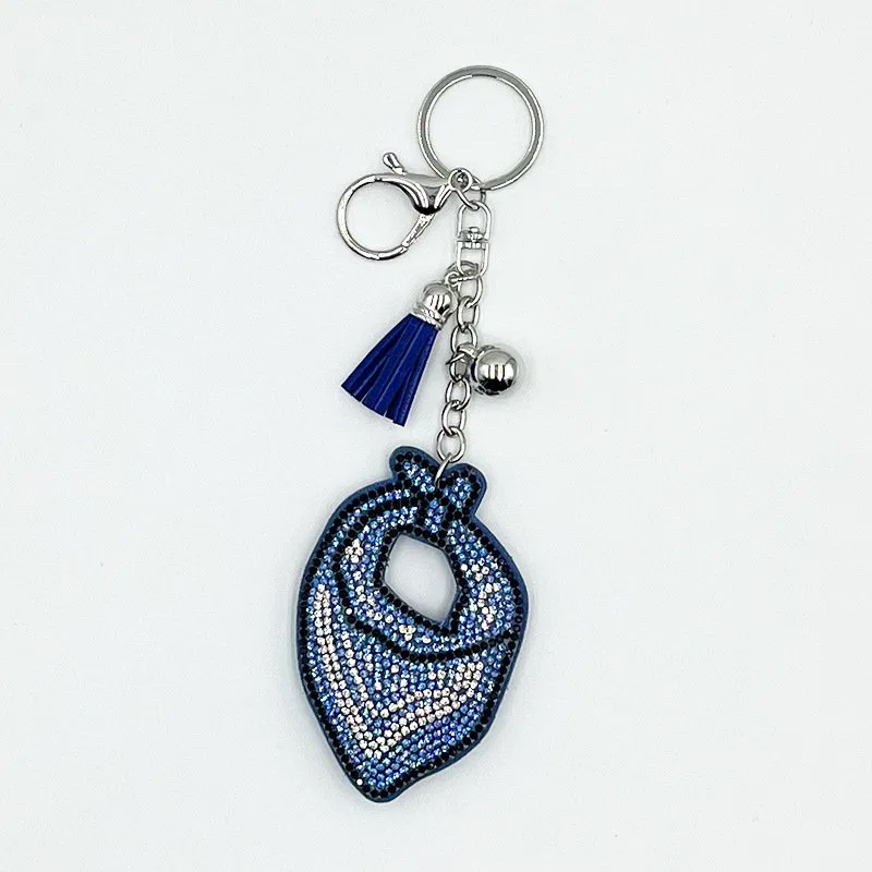 Blue Rhinestone Scarf Keychain with Tassel product image 4