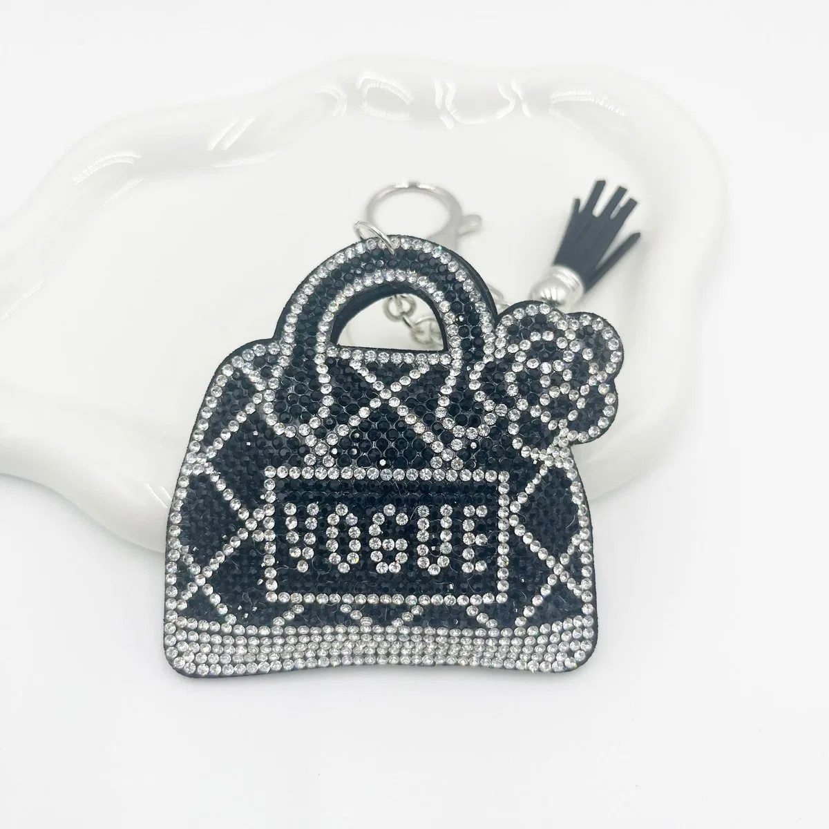 Rhinestone Letter Handbag Keychain with Tassel product image 4